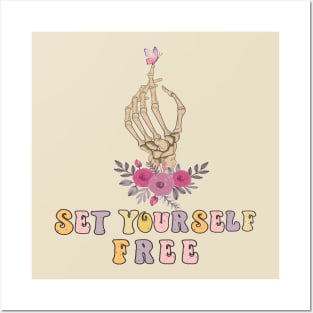 funny Skeleton Hand quotes, set yourself free, mental health quotes Posters and Art